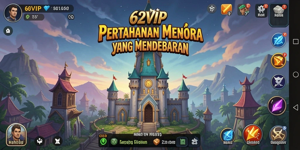 Gameplay menara pertahanan yang seru dan strategis di 62VIP.