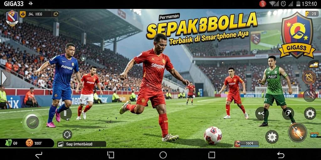 Screenshot gameplay GIGA33 dengan aksi sepak bola seru.