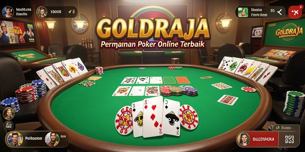 Gameplay poker menarik di layar <strong>GOLDRAJA</strong> dengan pemain aktif.
