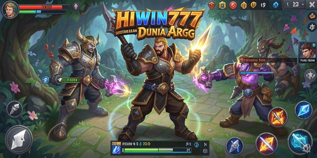 Screenshot gameplay HIWIN777 yang menunjukkan pertempuran seru dan karakter yang memukau.