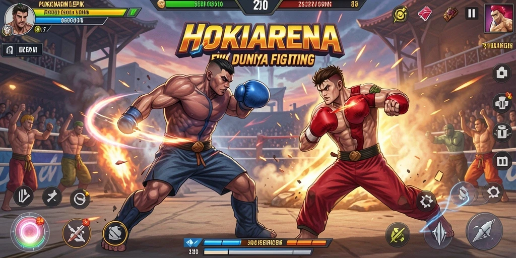 Tangkapan layar HOKIARENA menampilkan aksi pertarungan yang dramatis.