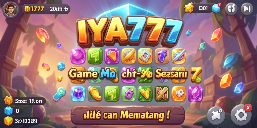Tampilan gameplay seru IYA777 dengan elemen Match-3 yang berwarna-warni.
