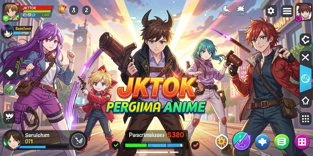 Tangkapan layar gameplay JKTOK menampilkan karakter anime dalam aksi.