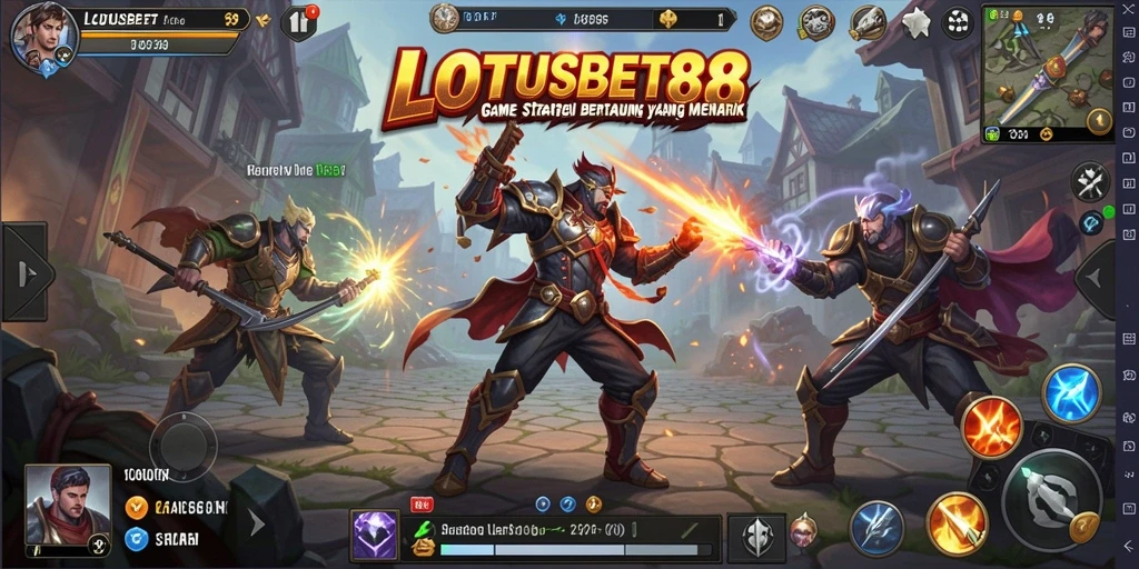 Screenshot utama LOTUSBET88 menampilkan aksi pertempuran yang seru.