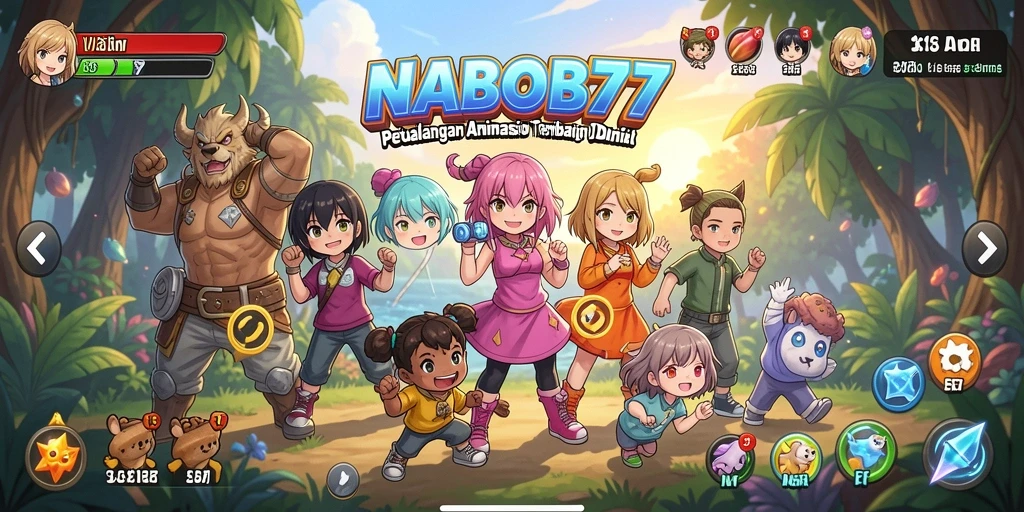 Tampilan screenshot <strong>NABOB77</strong> yang memperlihatkan aksi karakter anime di dalam game.