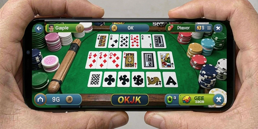 Tampilan gameplay seru dari OKJK saat bermain Gaple.