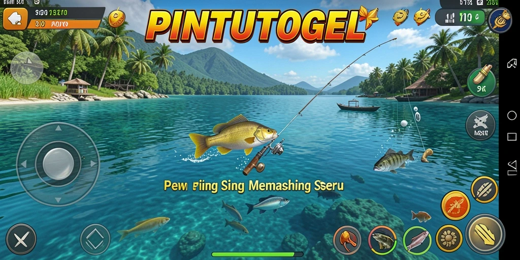 Screenshot PINTUTOGEL menampilkan suasana seru saat memancing di lautan.