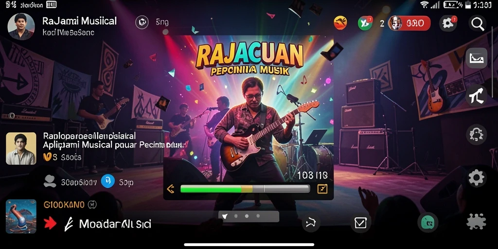 Screenshot RAJACUAN menampilkan antarmuka permainan musik yang menarik.