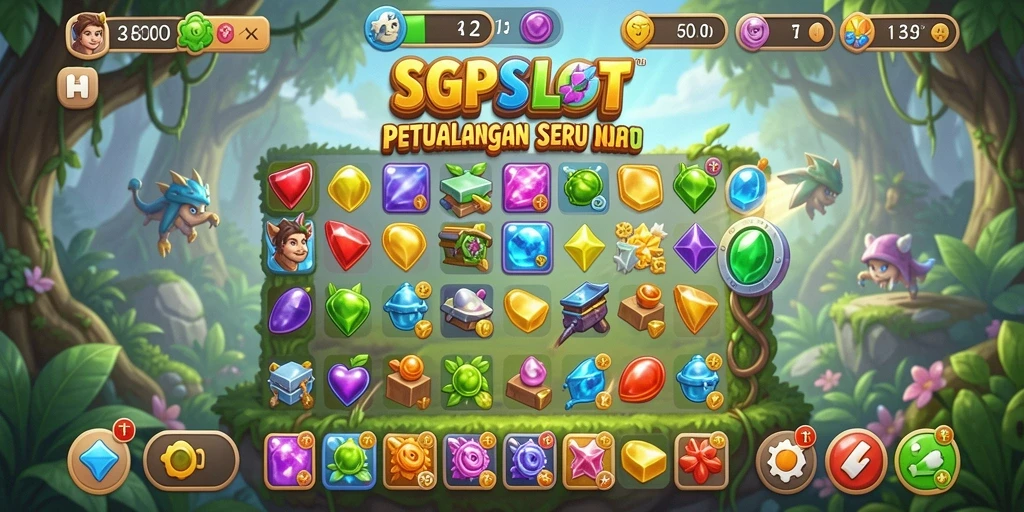 Tampilan gameplay seru dalam SGPSLOT dengan berbagai simbol warna-warni.