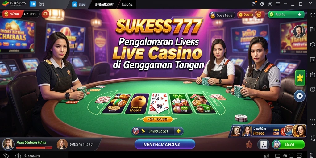 Screenshot gameplay <strong>SUKSES777</strong> yang menampilkan interaksi langsung dengan dealer.