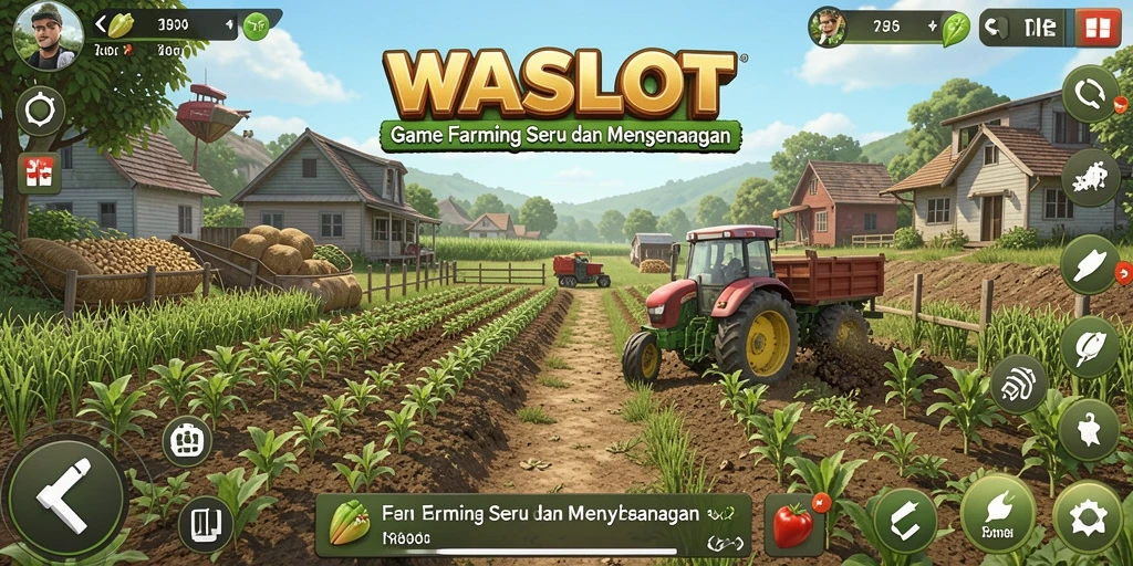 Tampilan gameplay WASLOT yang penuh warna dan interaktif dalam berkebun.
